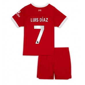 Liverpool Luis Diaz #7 Koszulka Podstawowych Dziecięca 2023-24 Krótki Rękaw (+ Krótkie spodenki)